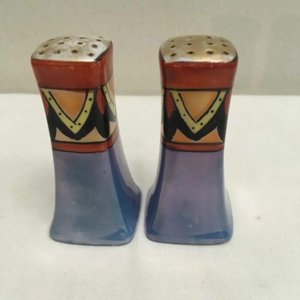 Blue Lusterware Salt and Pepper Shakers Made in Japan Approximately 3 Inches